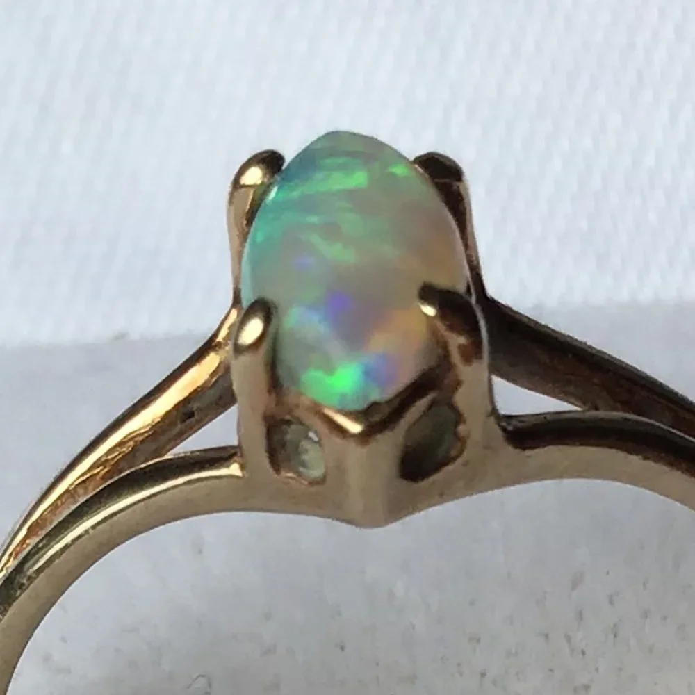 10K Gold & Natural Opal Vintage Ring - KSK - Picture 11 of 16